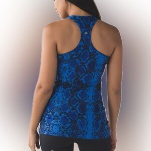 Lululemon Cool Racerback Blue Sapphire Ziggy Snake Print Yoga Shirt Tank Top